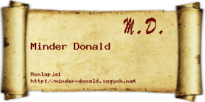 Minder Donald névjegykártya